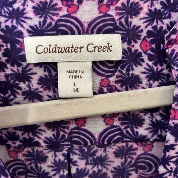 Coldwater Creek Top Women Large 14 Multicolor Paisley Print Sheer Popover Blouse - Picture 7 of 9